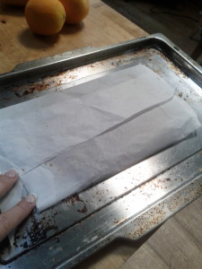 fudge in parchment.  Rolling on the parchment creates straight edges